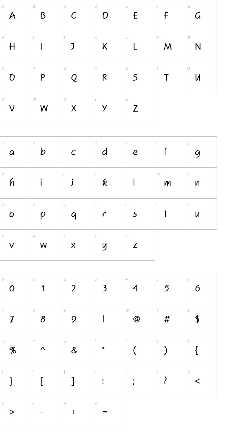 Character Map SquireD Bold Font