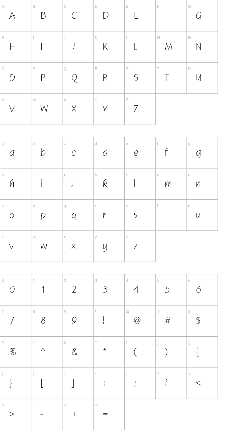 Character Map SquireD Font