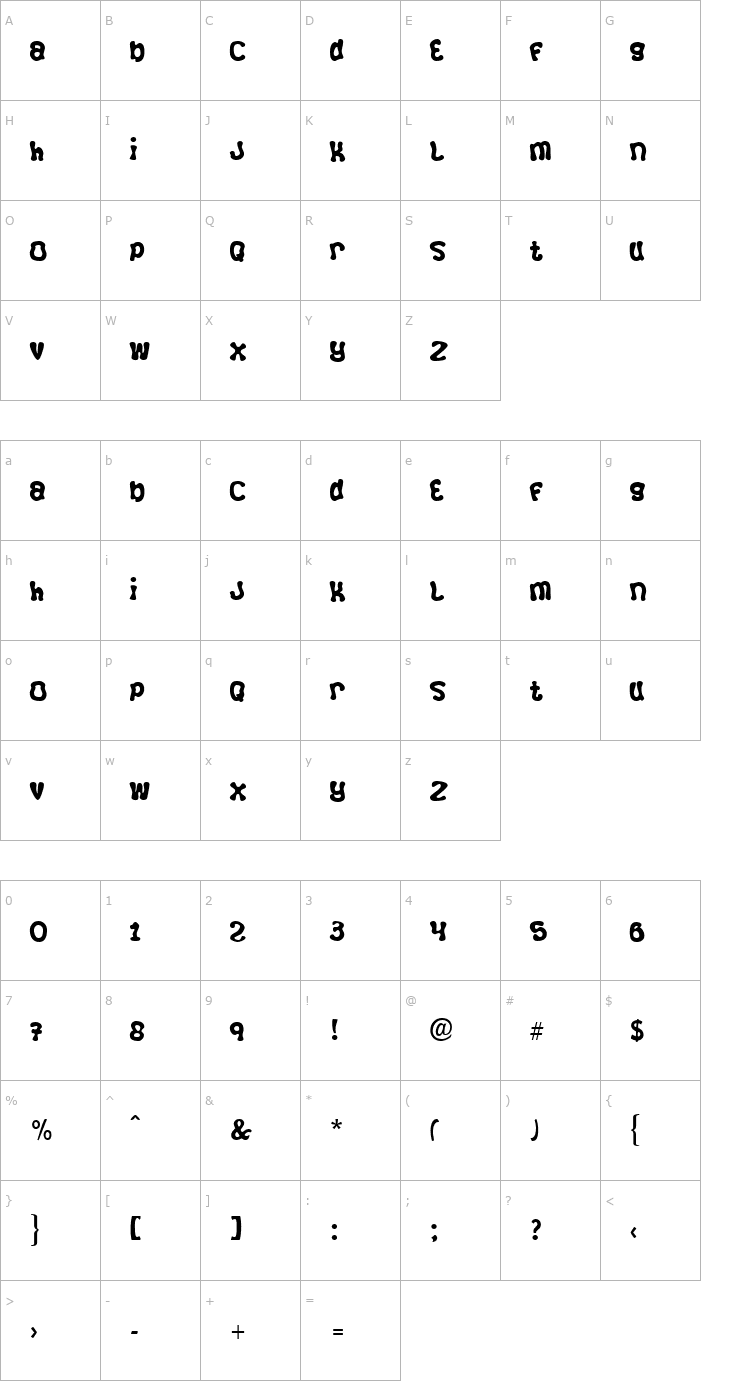 Character Map Squirrel Font