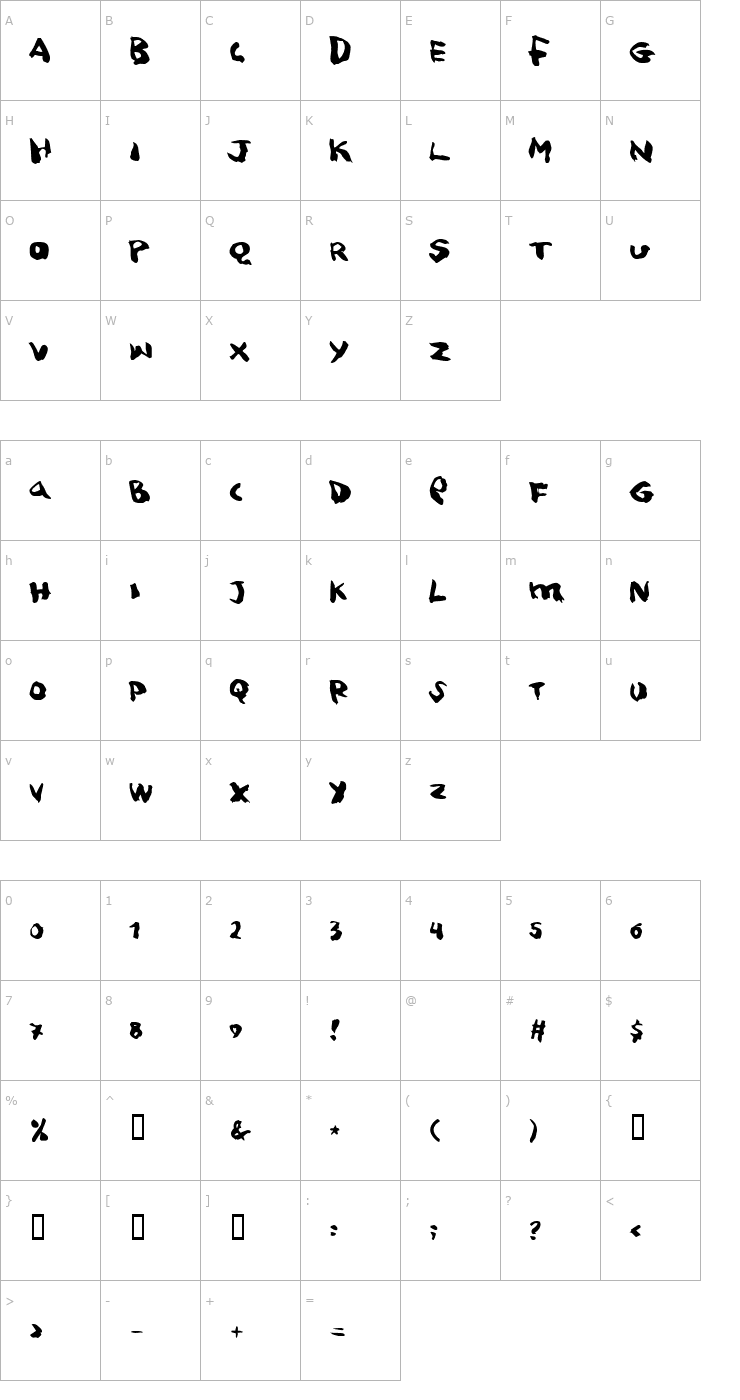 Character Map Squitcher Font