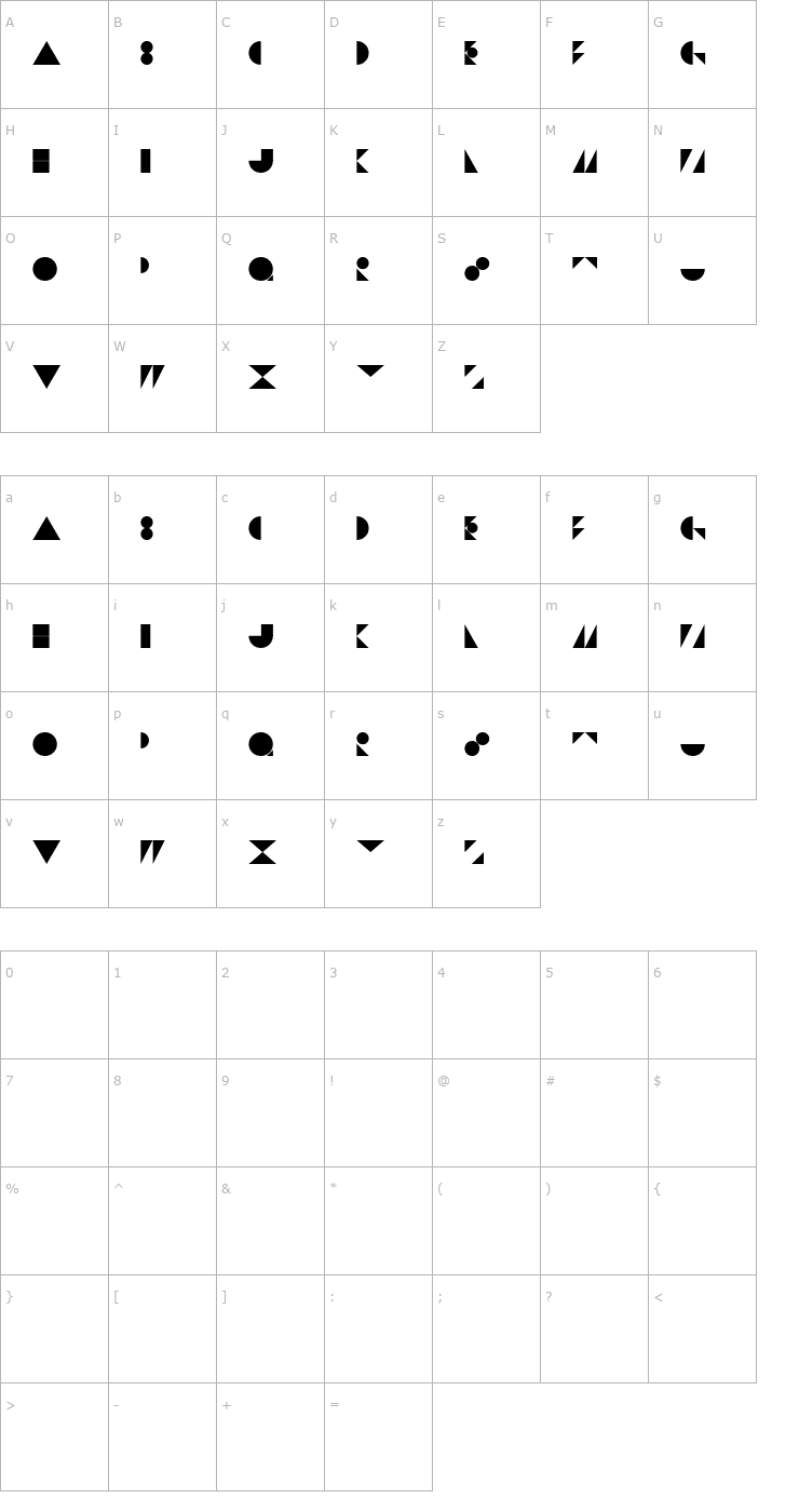 Character Map St Bookashade Font
