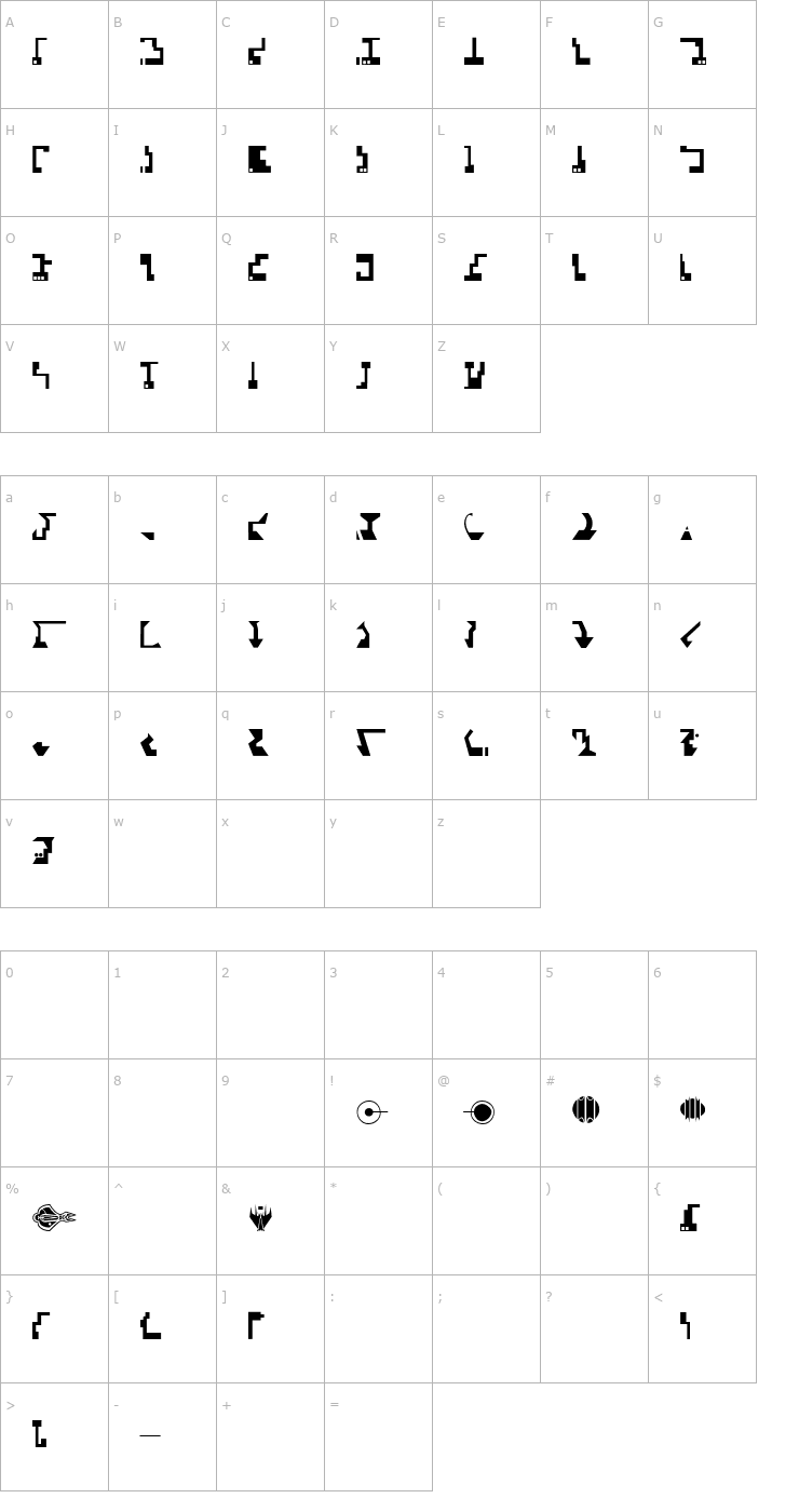 Character Map ST Cardassian Font