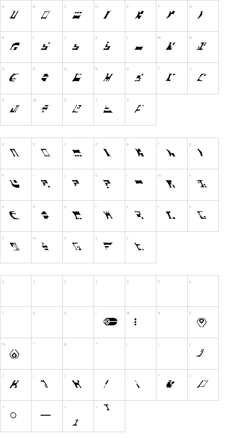 Character Map ST Ferengi Gothic R Font