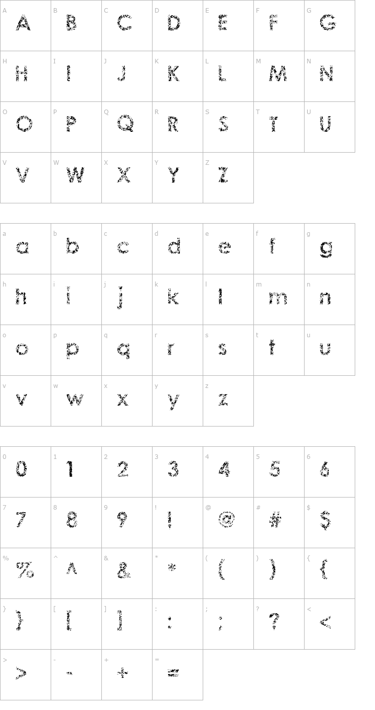 Character Map Staccatissmo Font