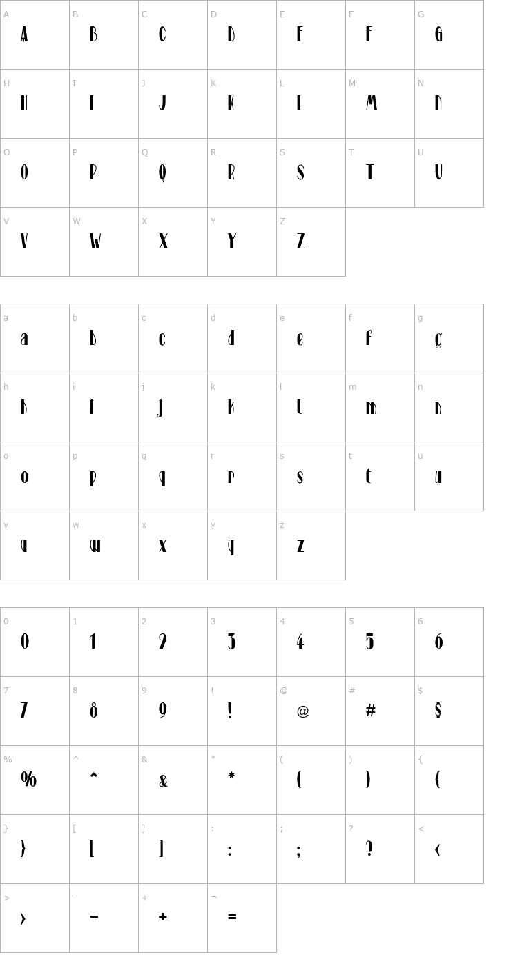 Character Map Stage Font