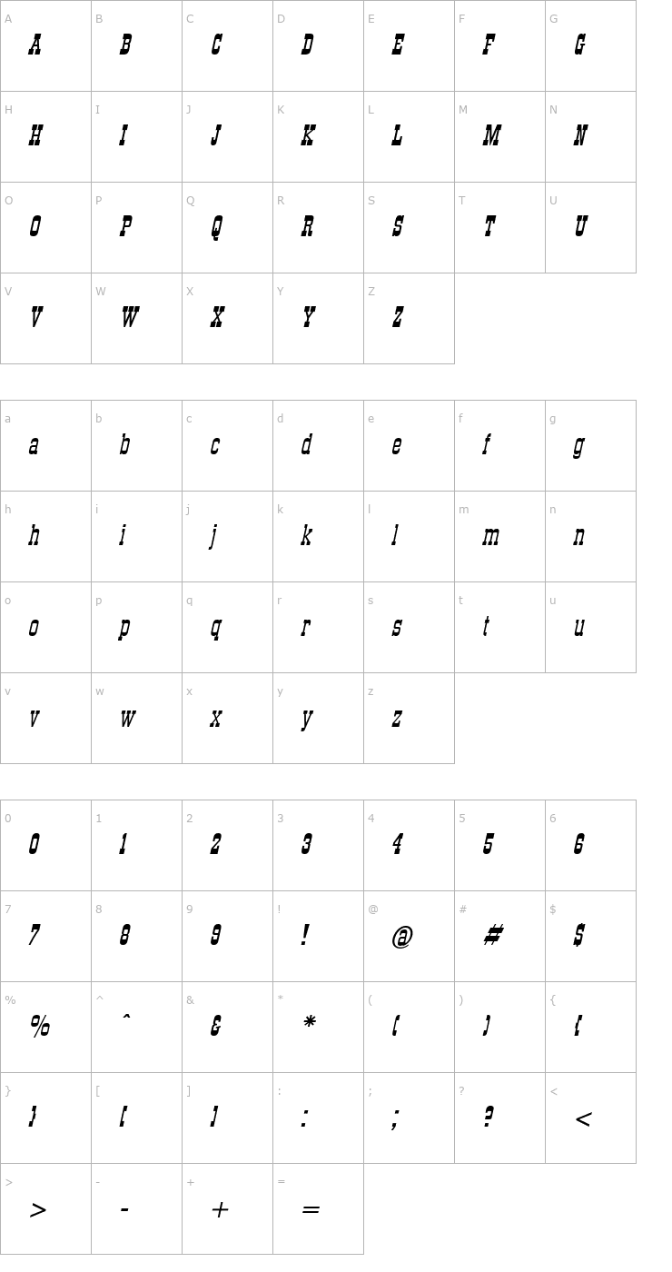 Character Map Stagecoach Italic Font