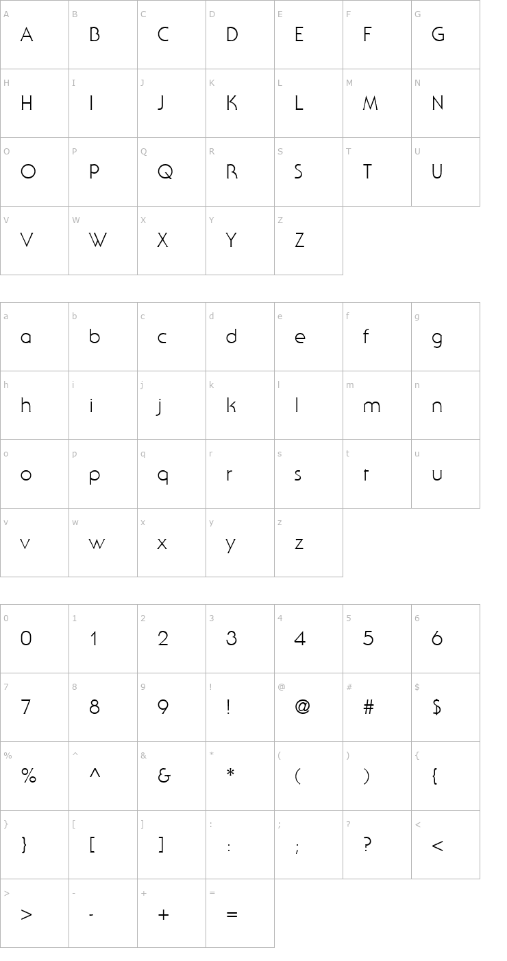 Character Map StaidGothicLight Font