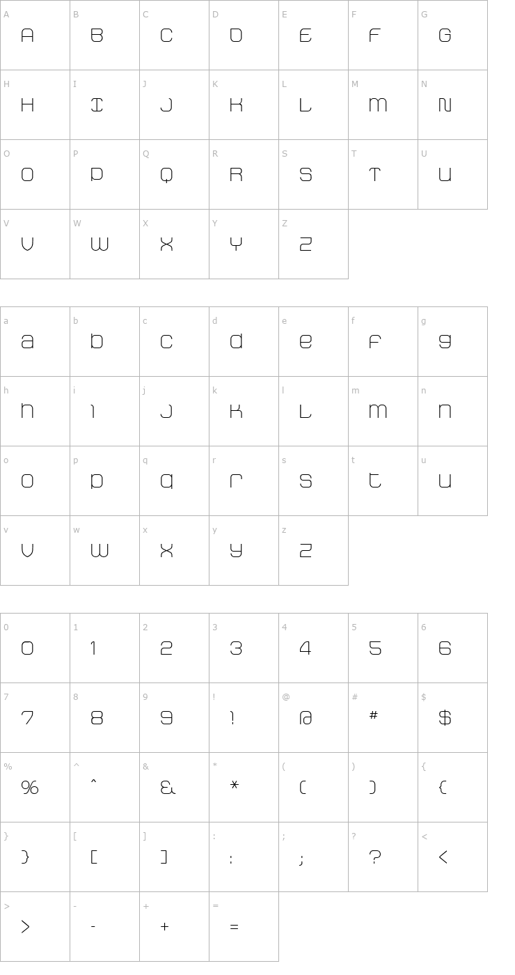 Character Map StakLight Font