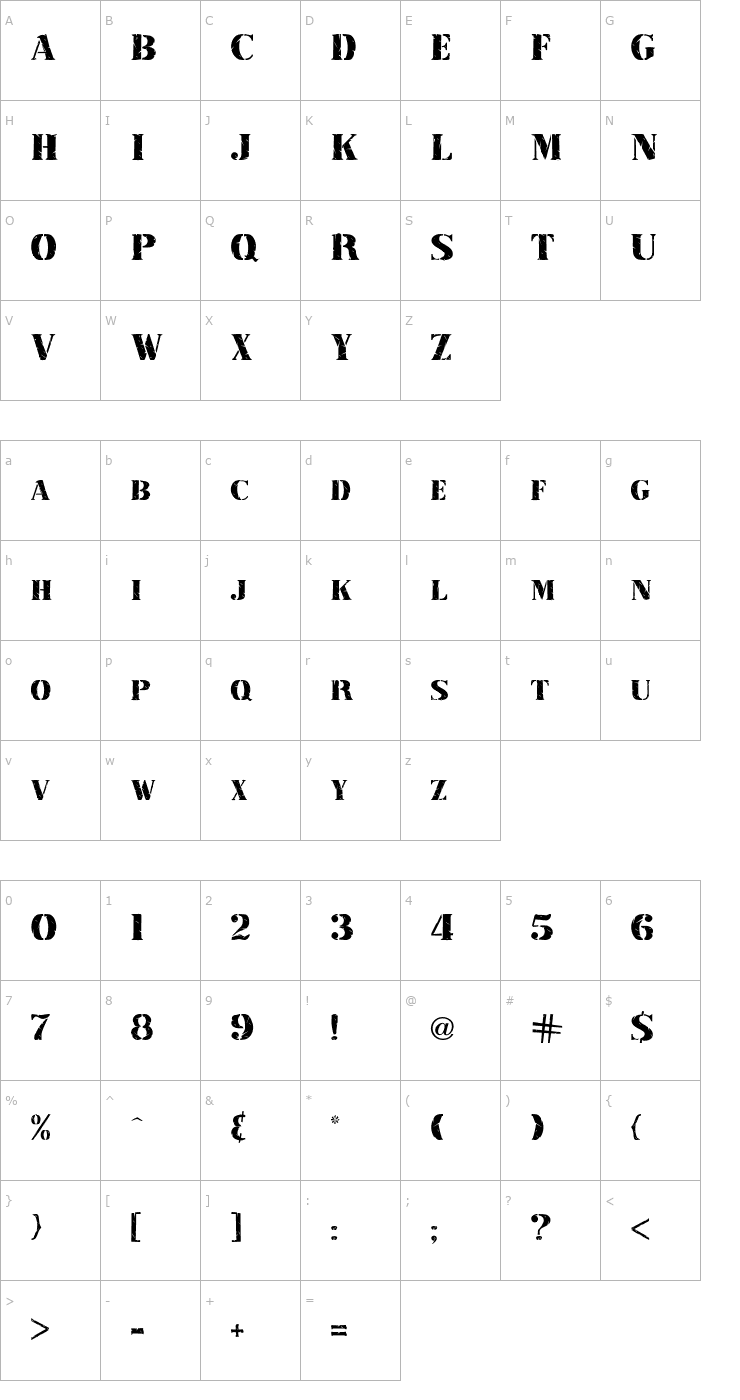 Character Map Stamp Font Font