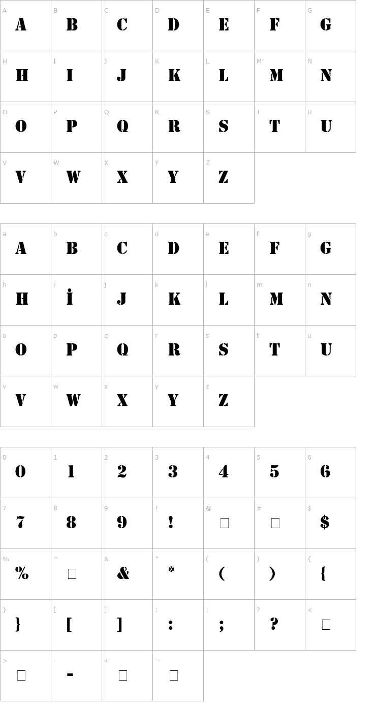 Character Map Stamp Plain Font