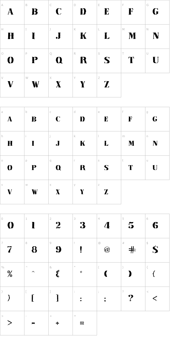 Character Map Stamp Regular Font