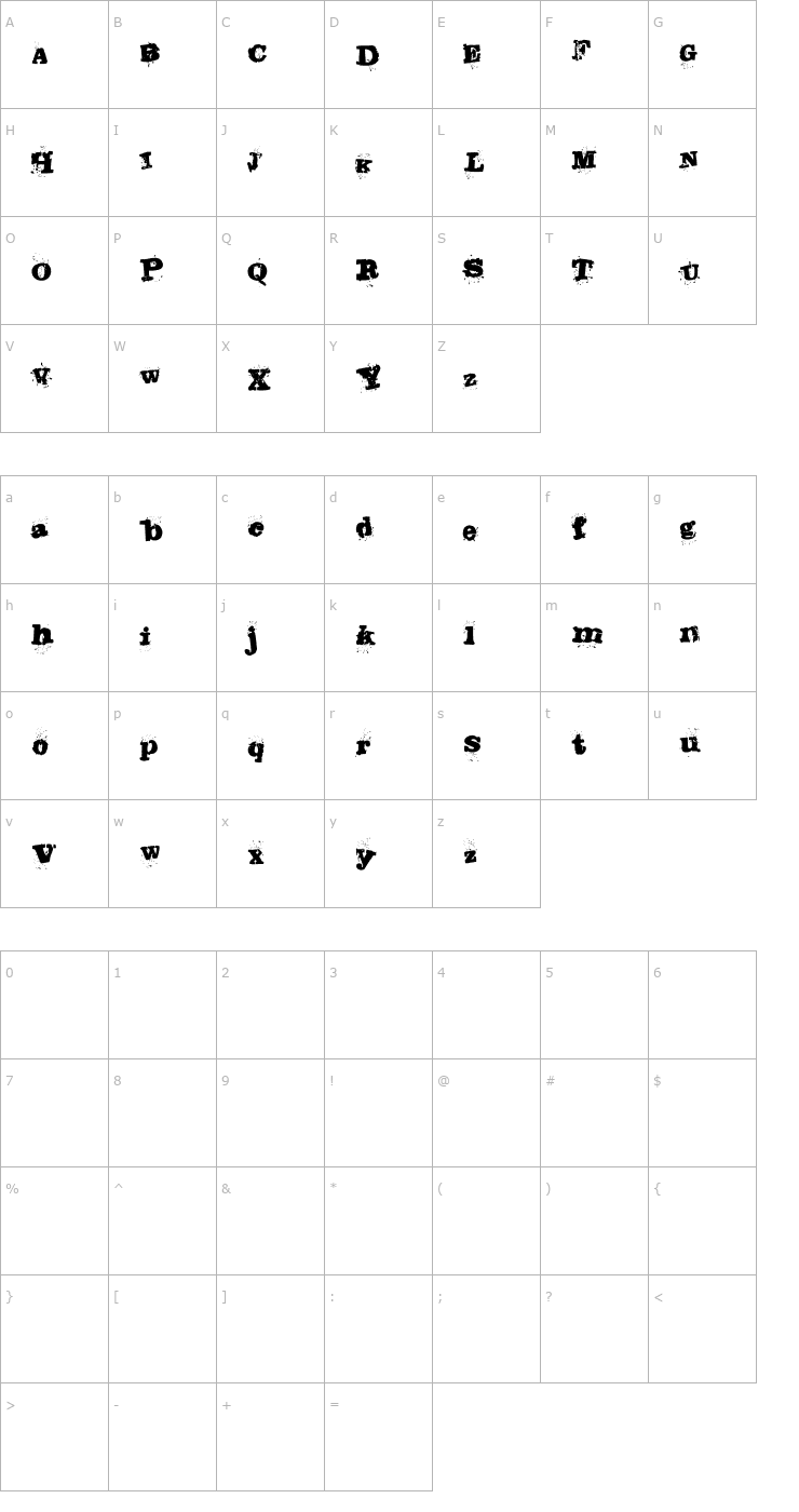 Character Map Stampede Font