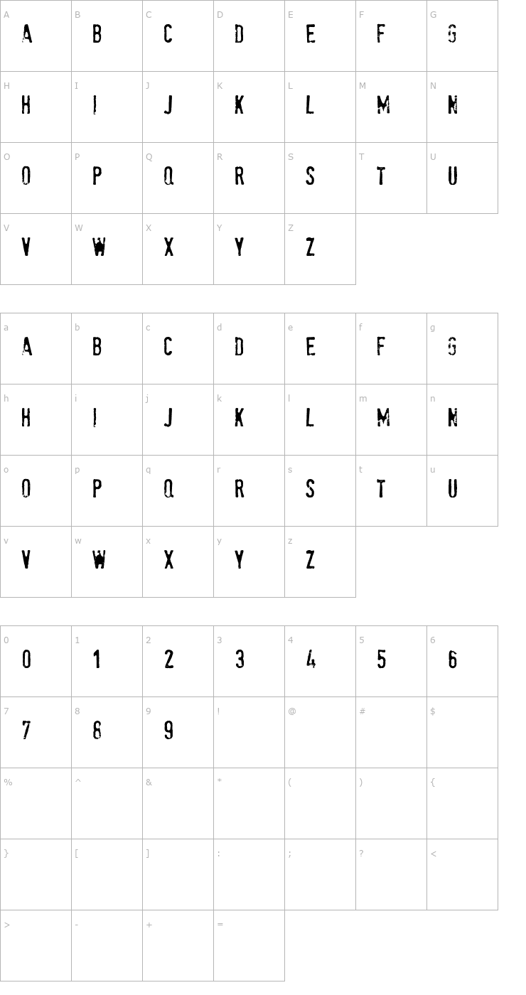 Character Map stamPete OTF Font