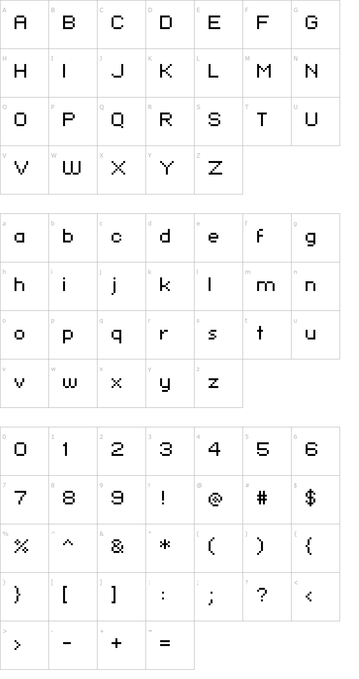 Character Map standard 07_54 Font