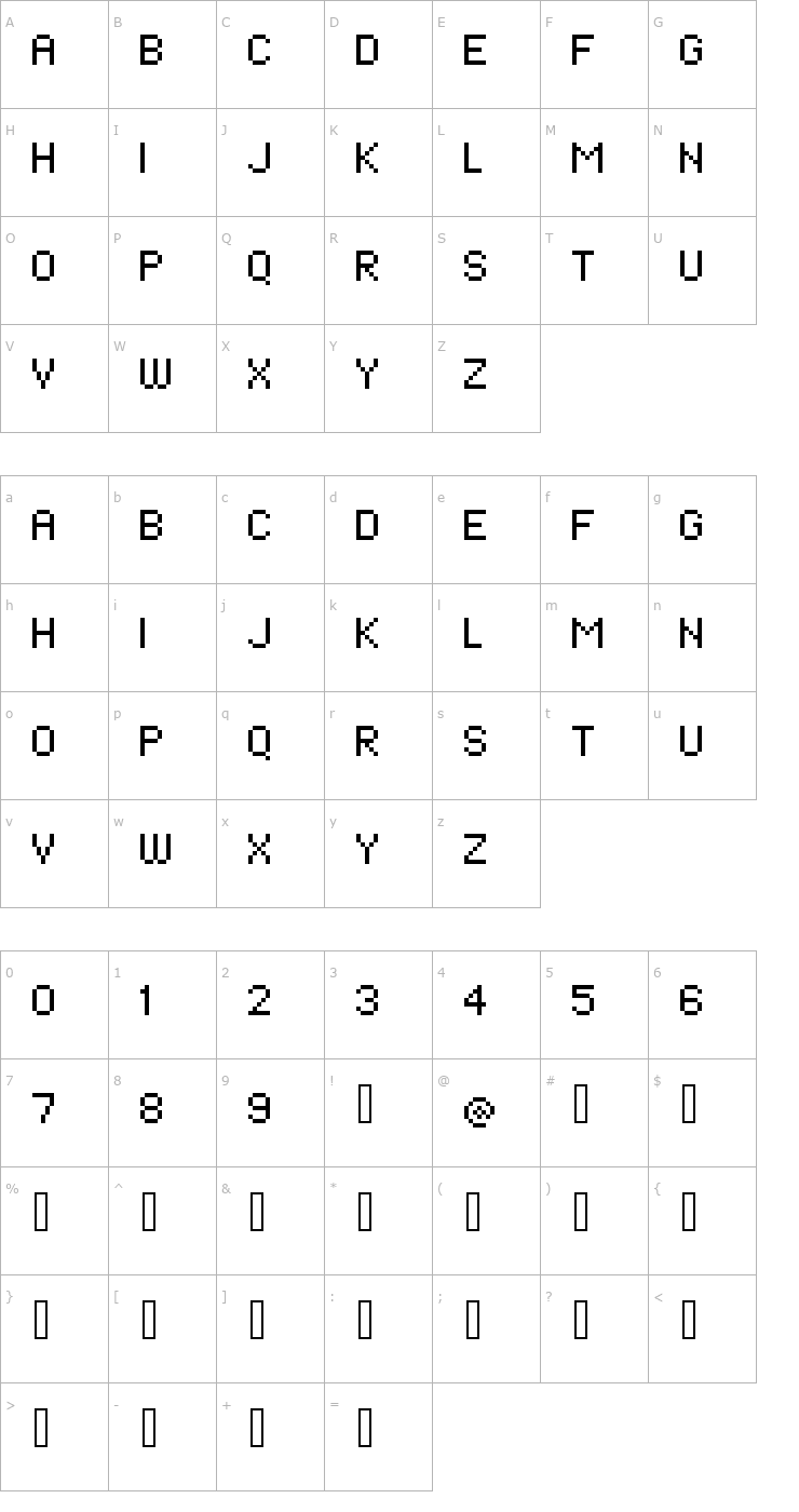 Character Map standard 07_55 Font