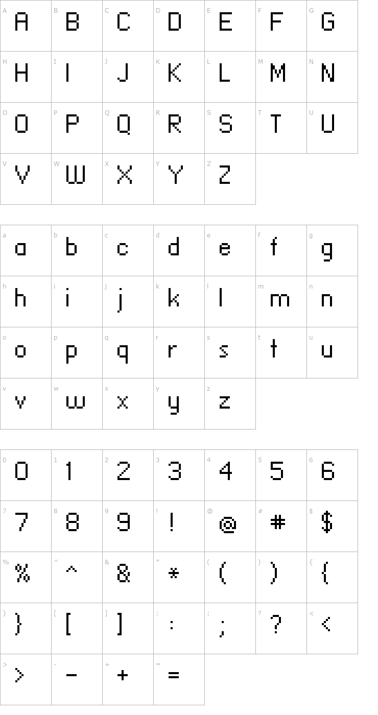 Character Map standard 09_56 Font
