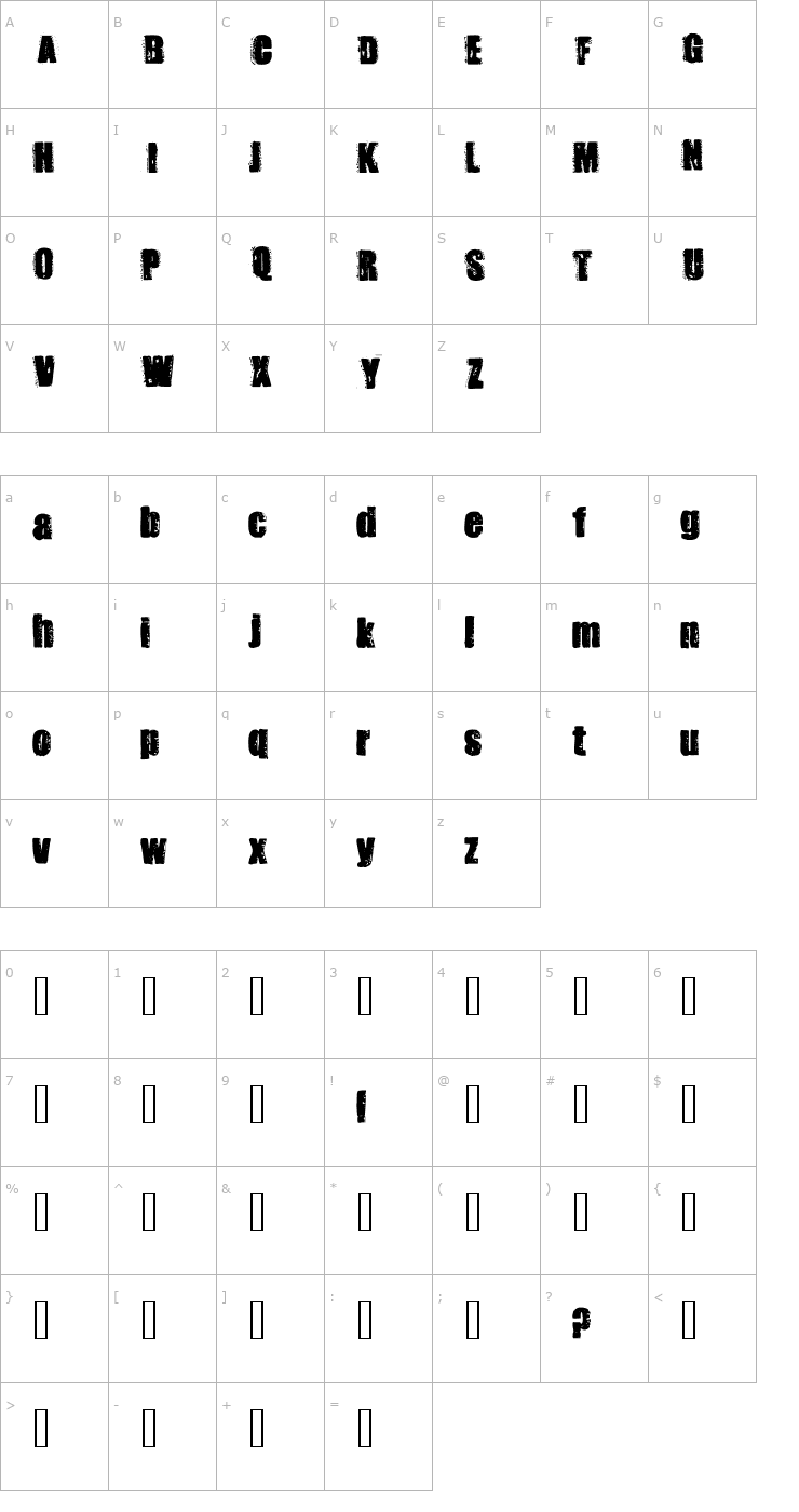 Character Map Stank Font