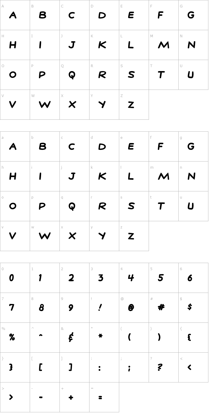 Character Map StanLee-Bold Font