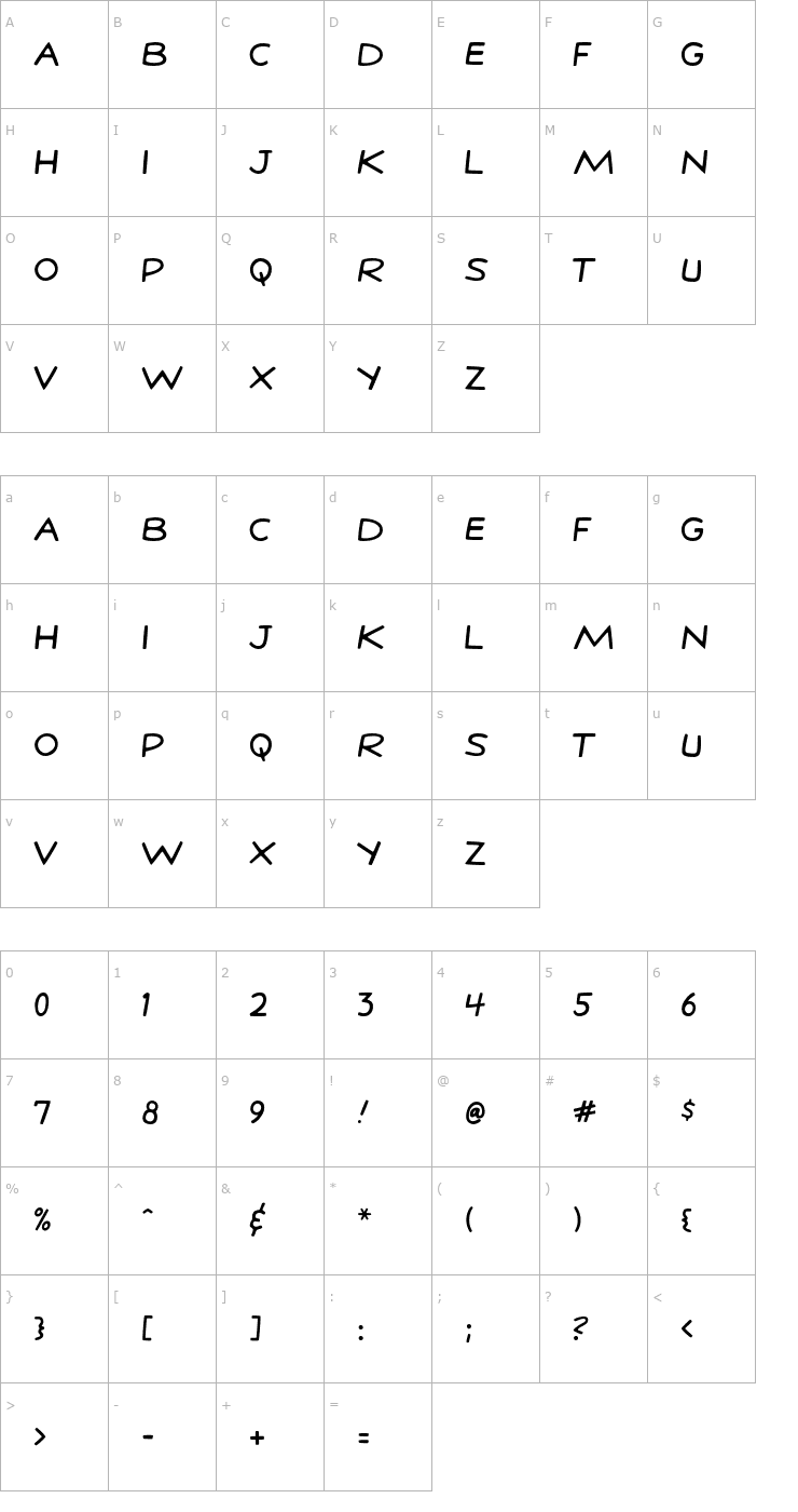 Character Map StanLee-Regular Font