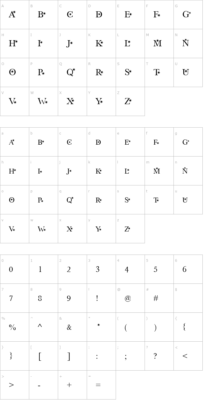 Character Map Star Hound Font