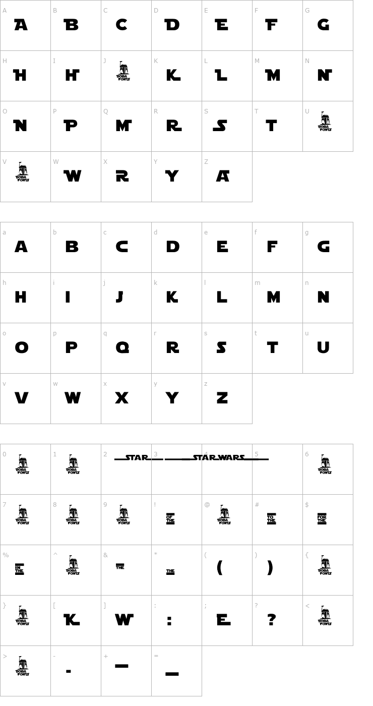 Character Map Star Jedi Logo DoubleLine1 Font