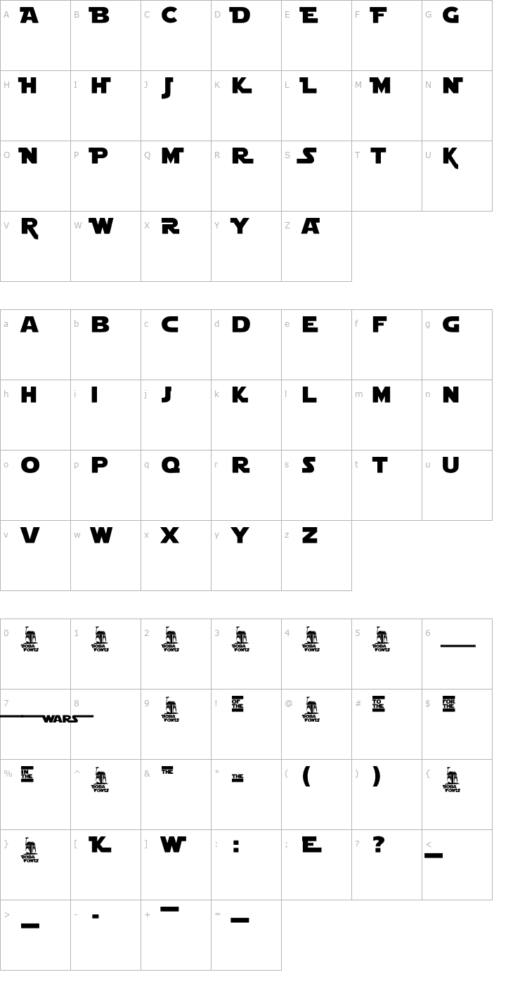 Character Map Star Jedi Logo DoubleLine2 Font
