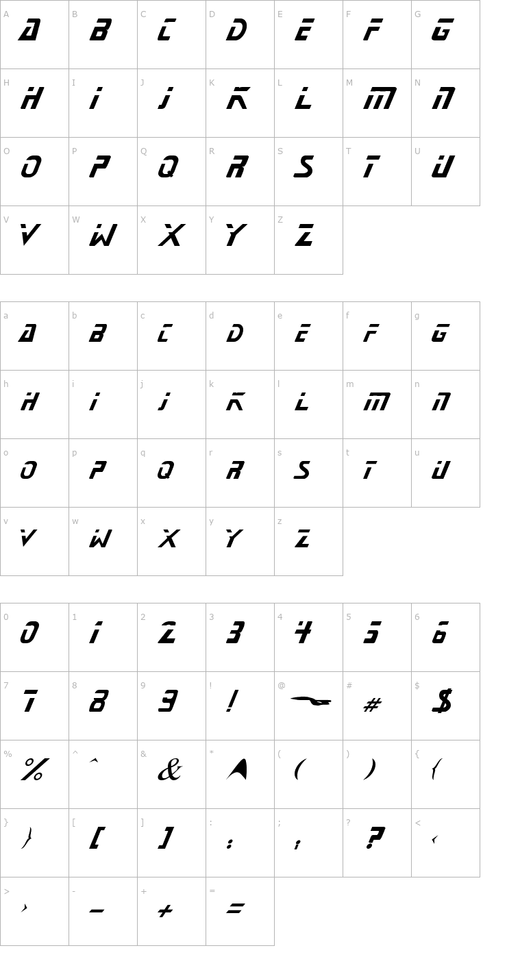 Character Map Star Next Font