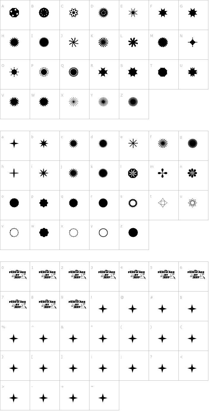 Character Map Star Time JL Font