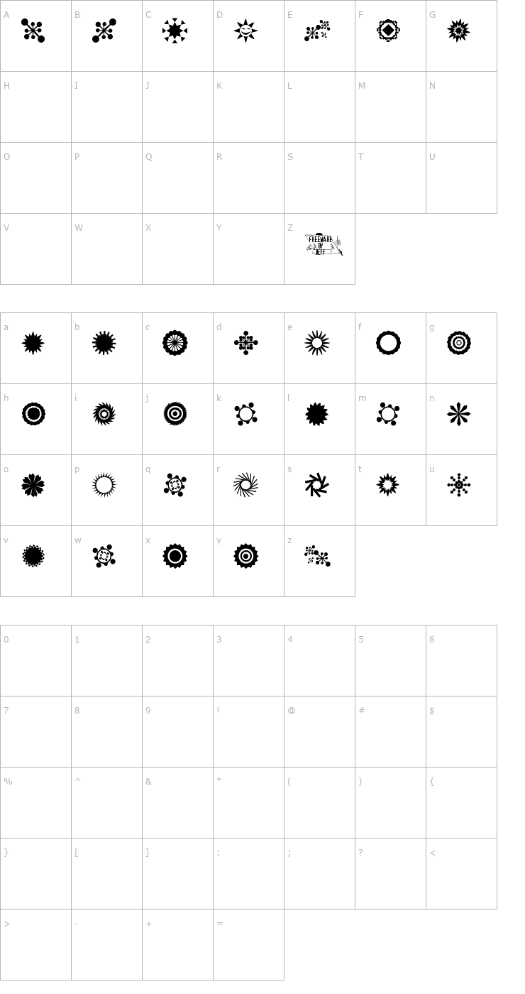 Character Map Star Time Three JL Font