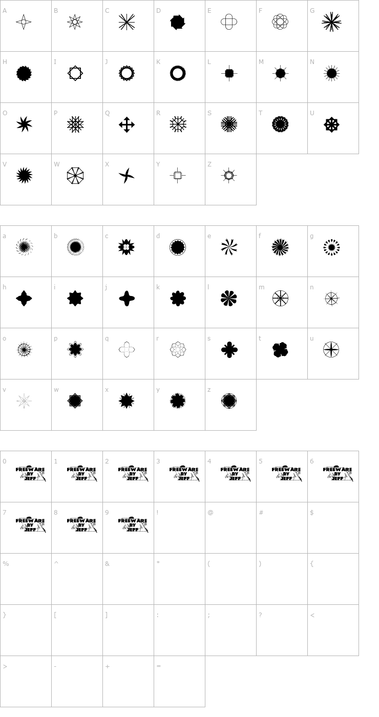 Character Map Star Time Too JL Font