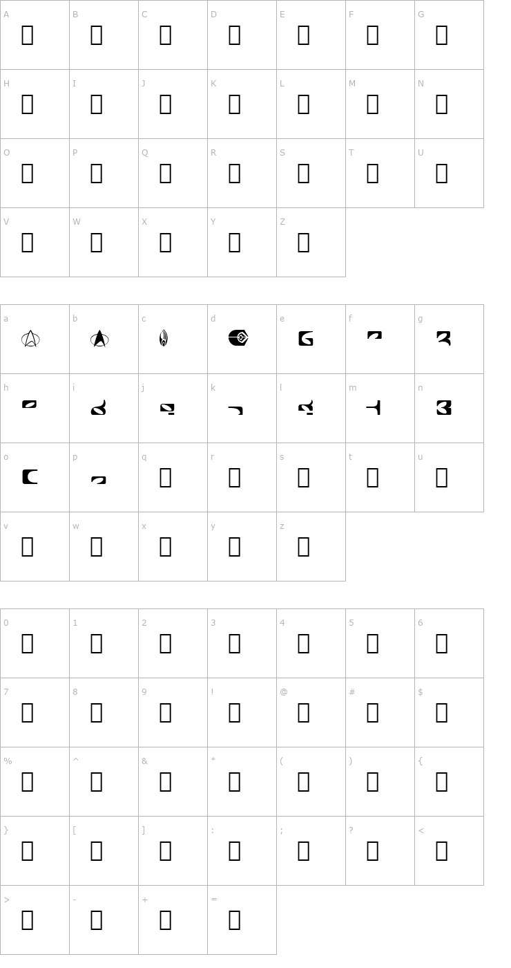 Character Map Star Trek Next Generation Font