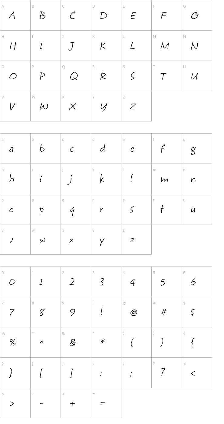 Character Map StarbabeHmk Font