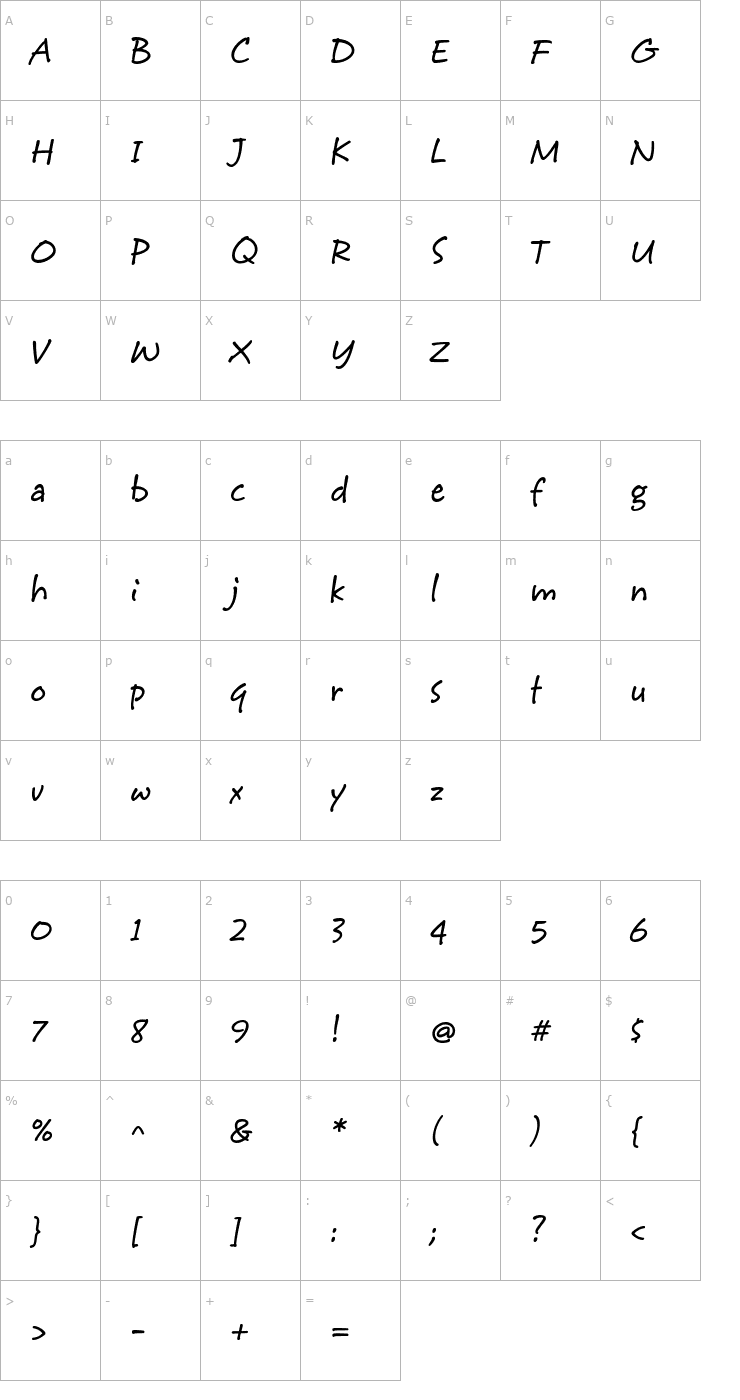 Character Map StarbabeHmkBold Font