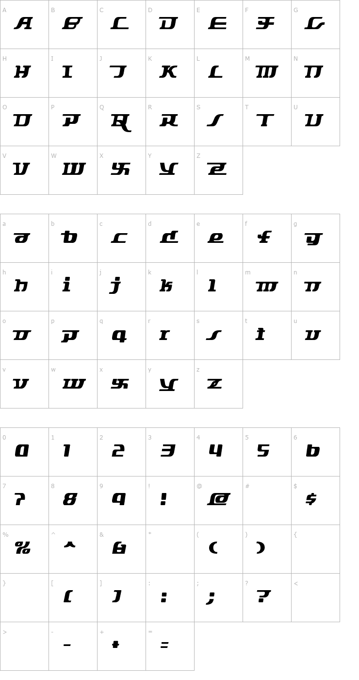 Character Map Starbat Font