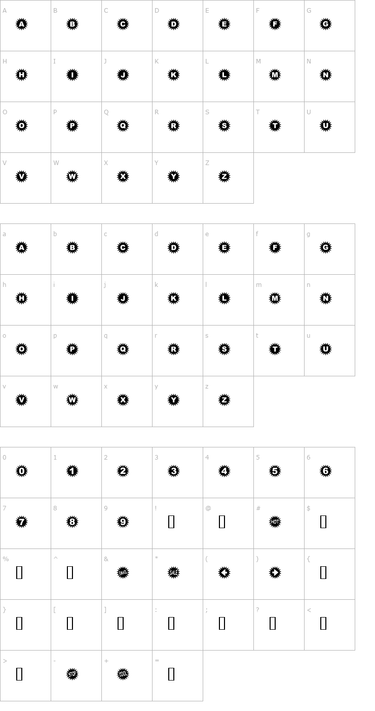 Character Map Starbats Font