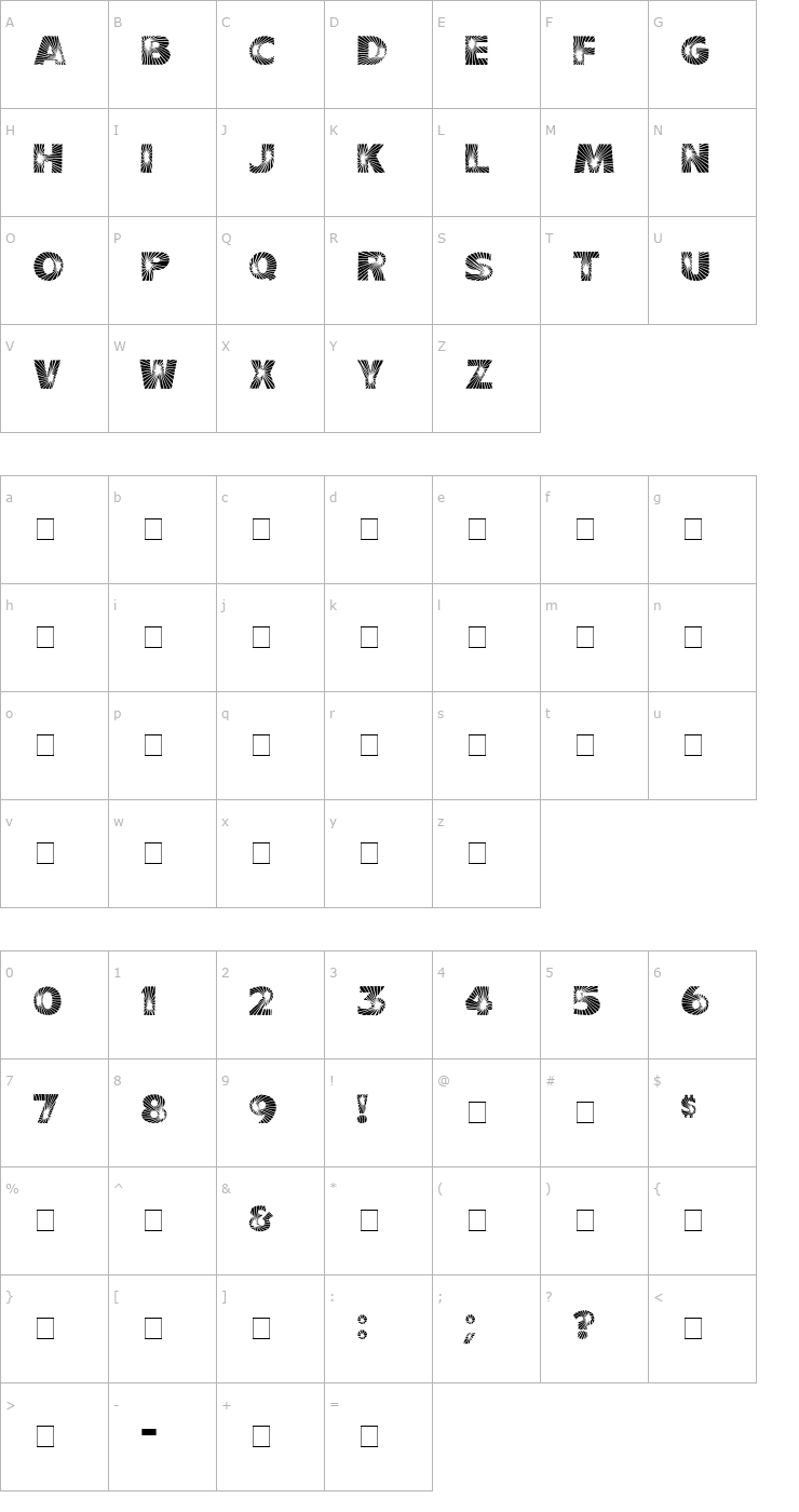 Character Map Starburst Medium Font