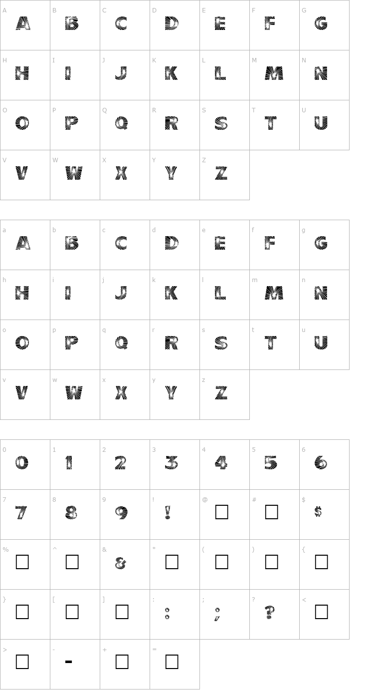 Character Map Starbust Font