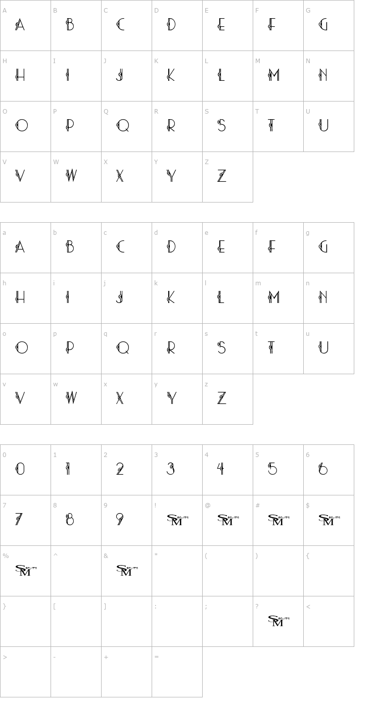 Character Map Stardust 06 Font