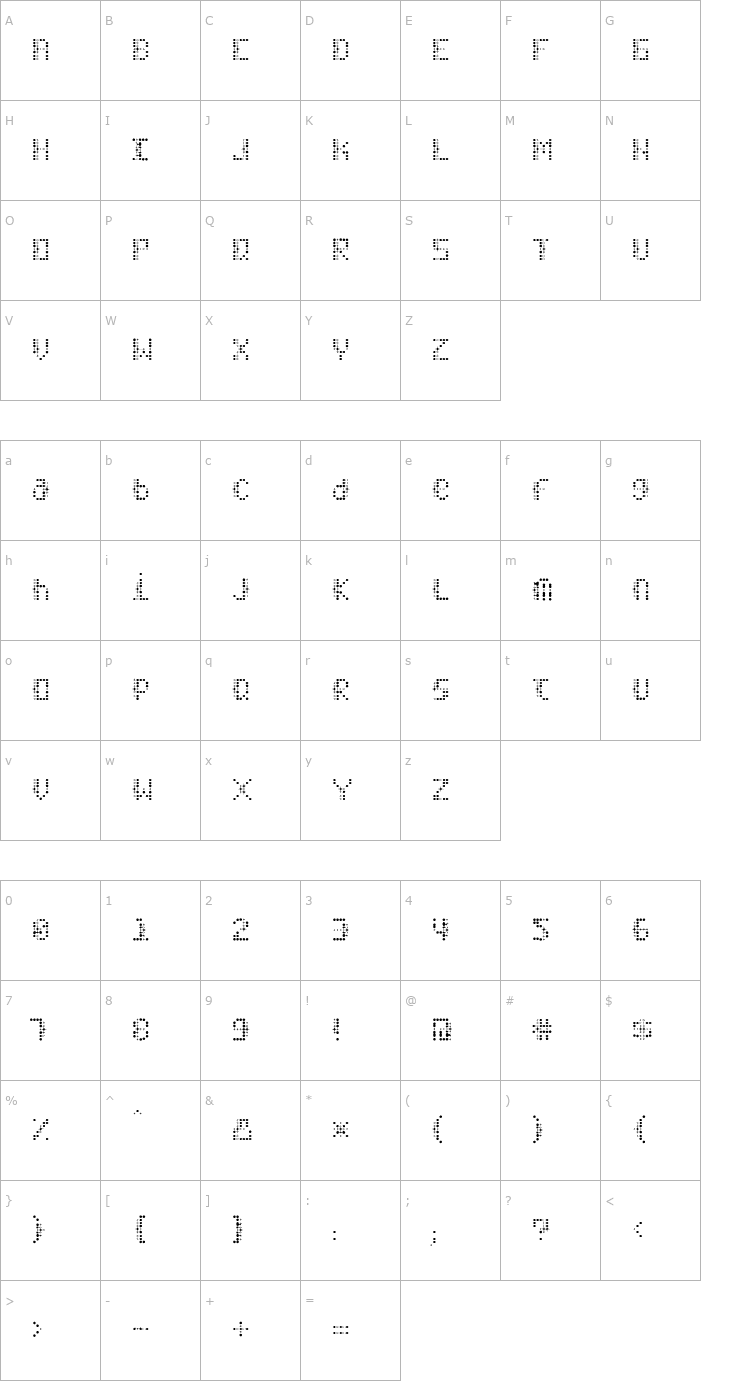 Character Map Stardust-A Font