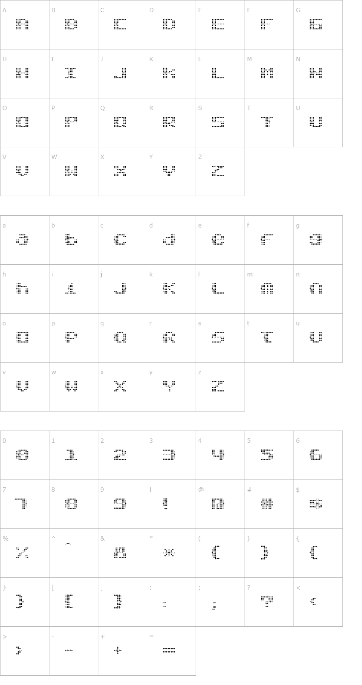 Character Map Stardust-B Font