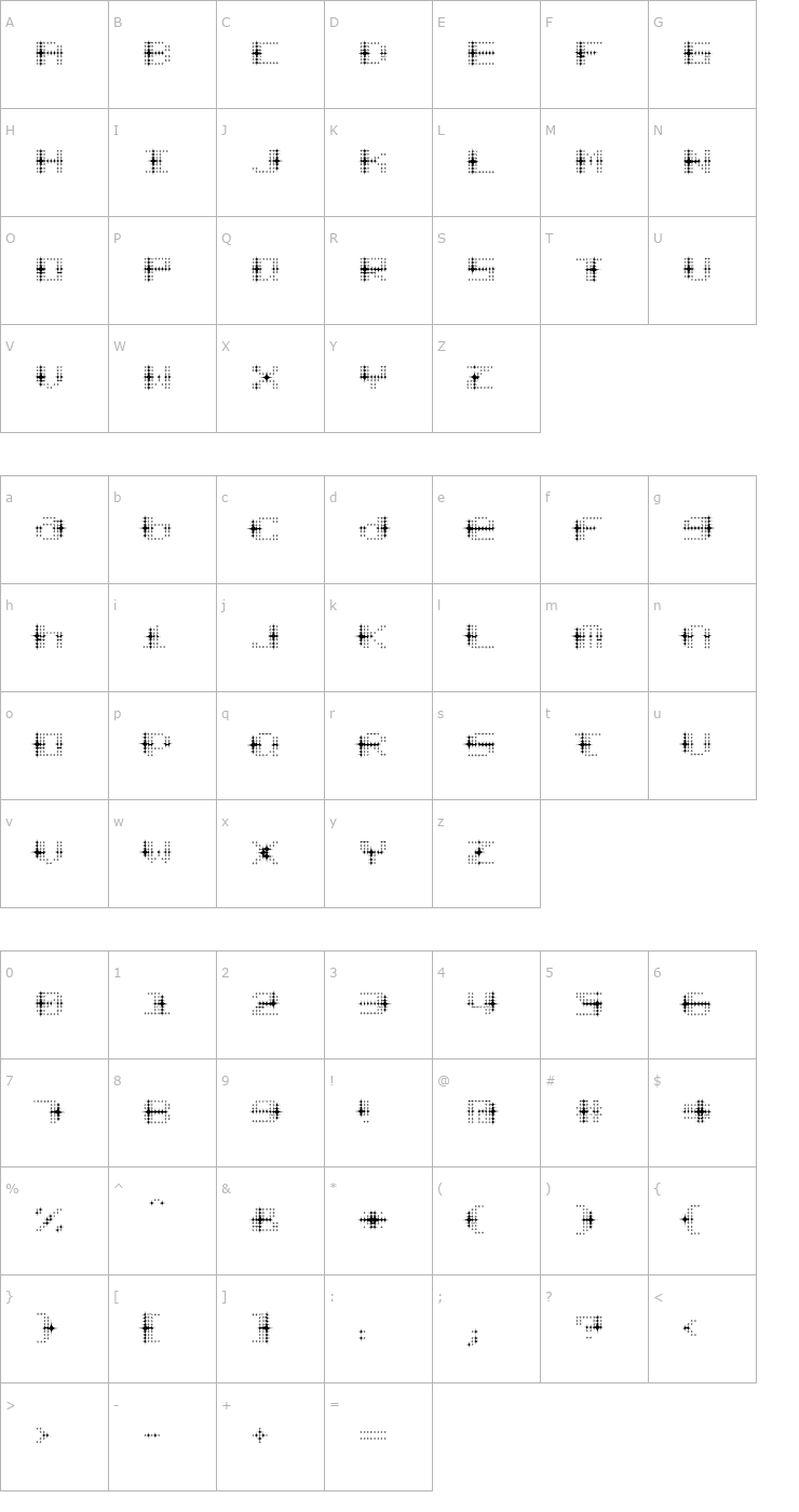 Character Map Stardust-Textura Font