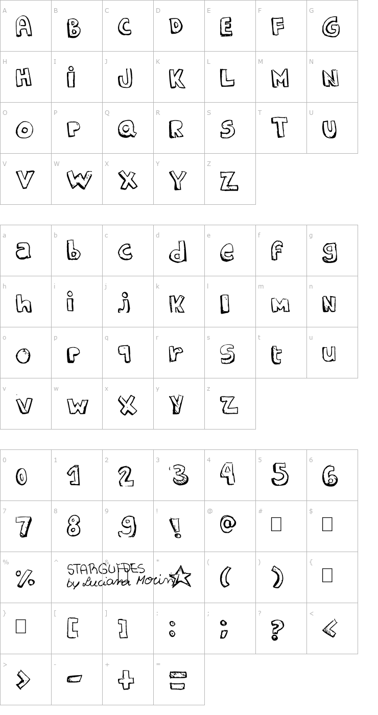 Character Map Starguides Font