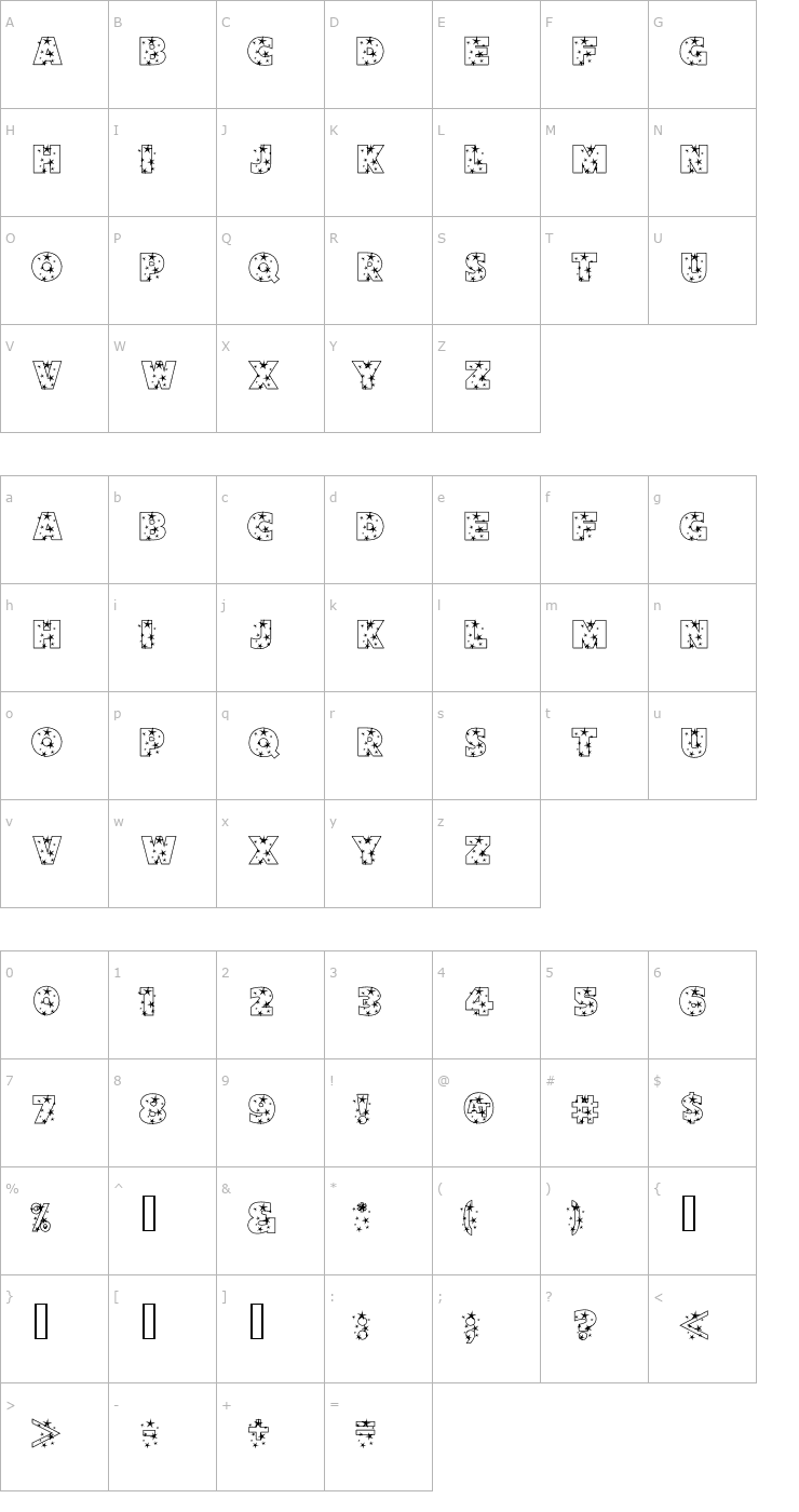 Character Map Starlight Sans JL Font