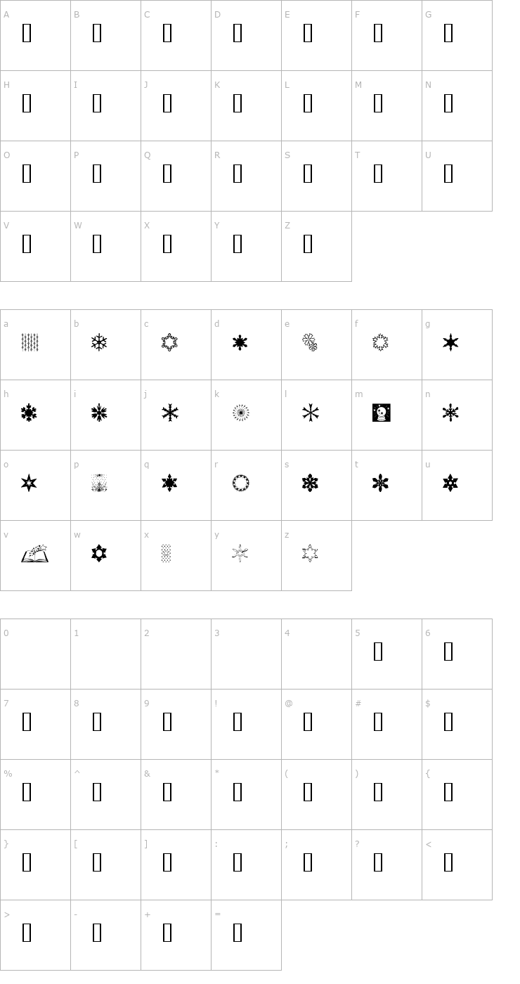 Character Map Starlite Font