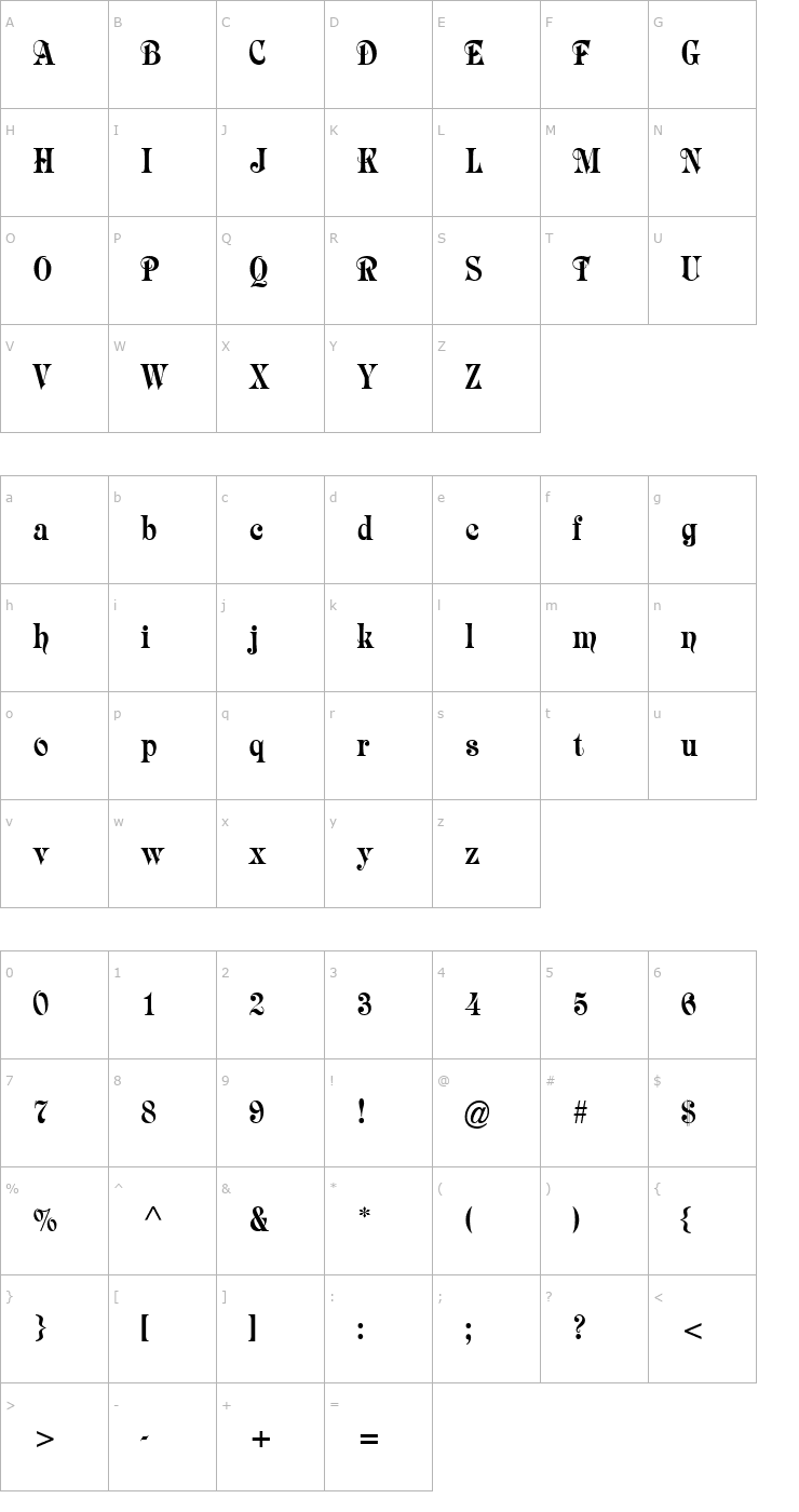 Character Map Starnberg Font