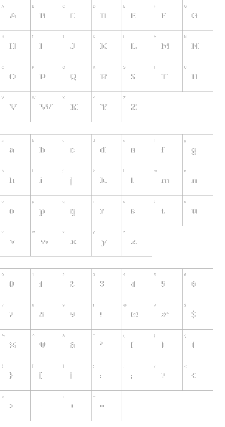 Character Map Starry Stitch Font