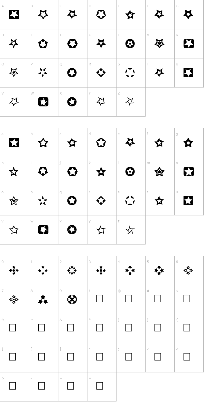 Character Map Stars for 3D FX Font