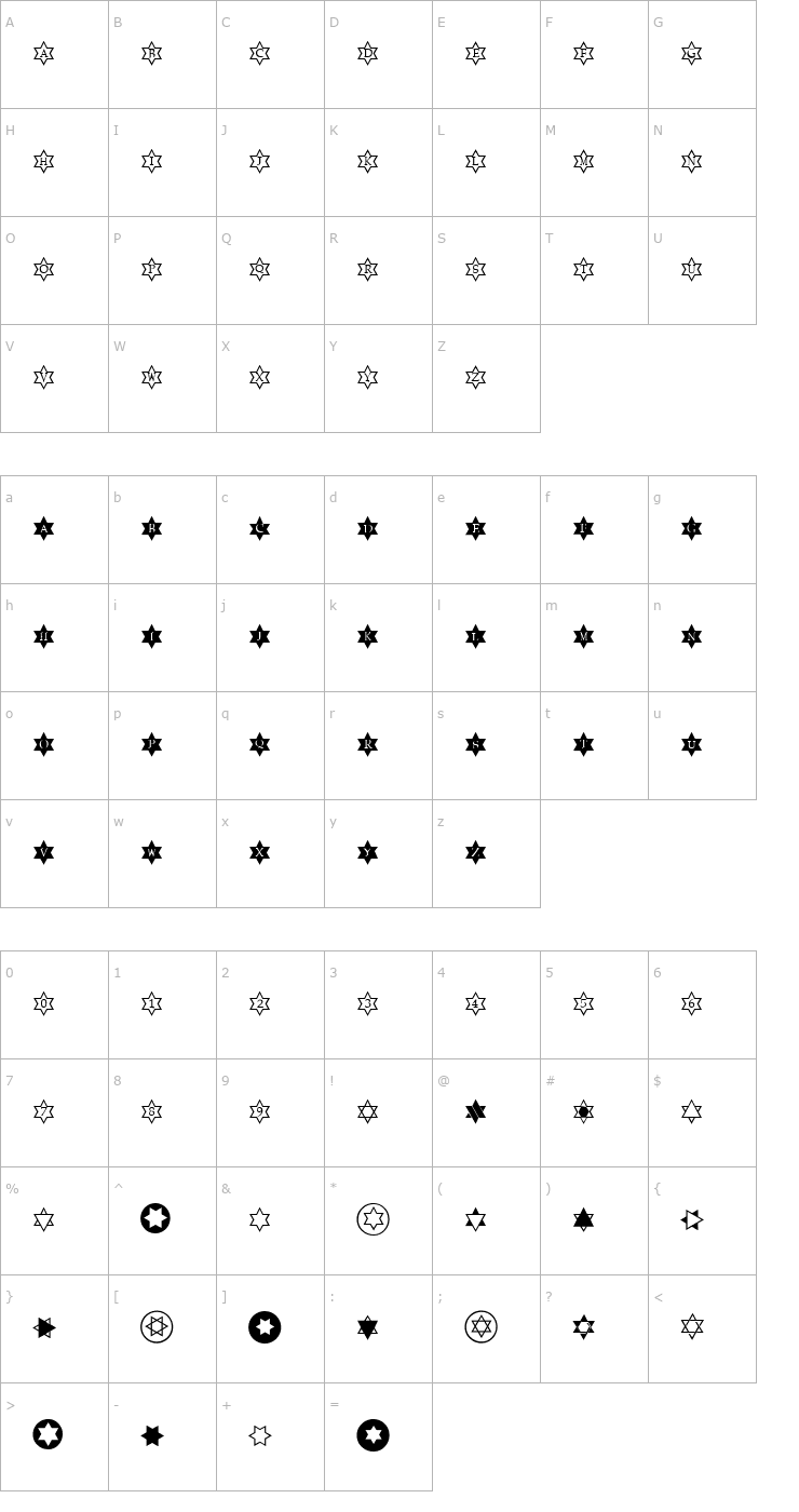 Character Map Stars Regular Font