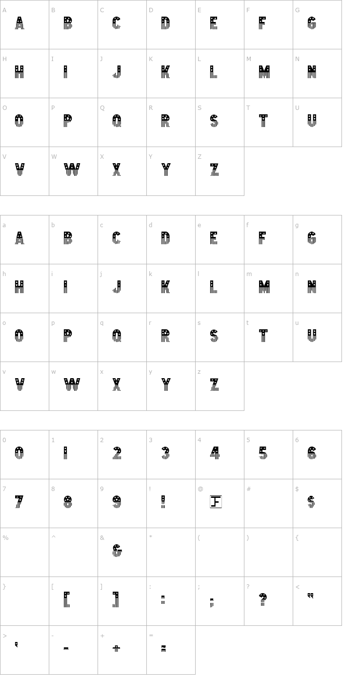 Character Map Stars & Stripes Font