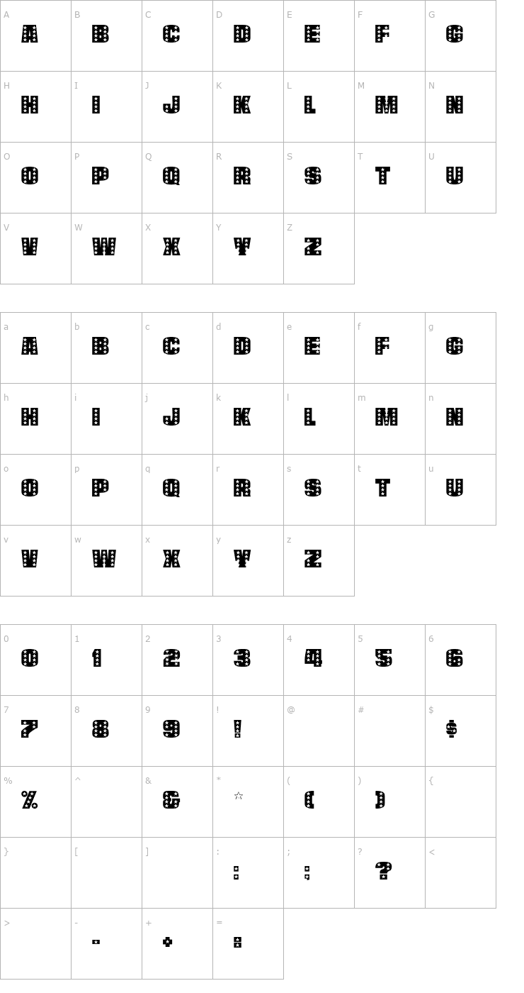 Character Map StarsCaps Font